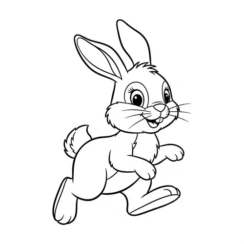 Playful Cartoon Rabbit for Kids to Color - Fun Coloring Image