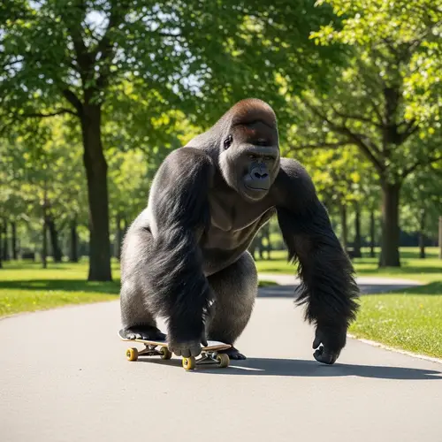 Skateboarding Gorilla: A Park Adventure