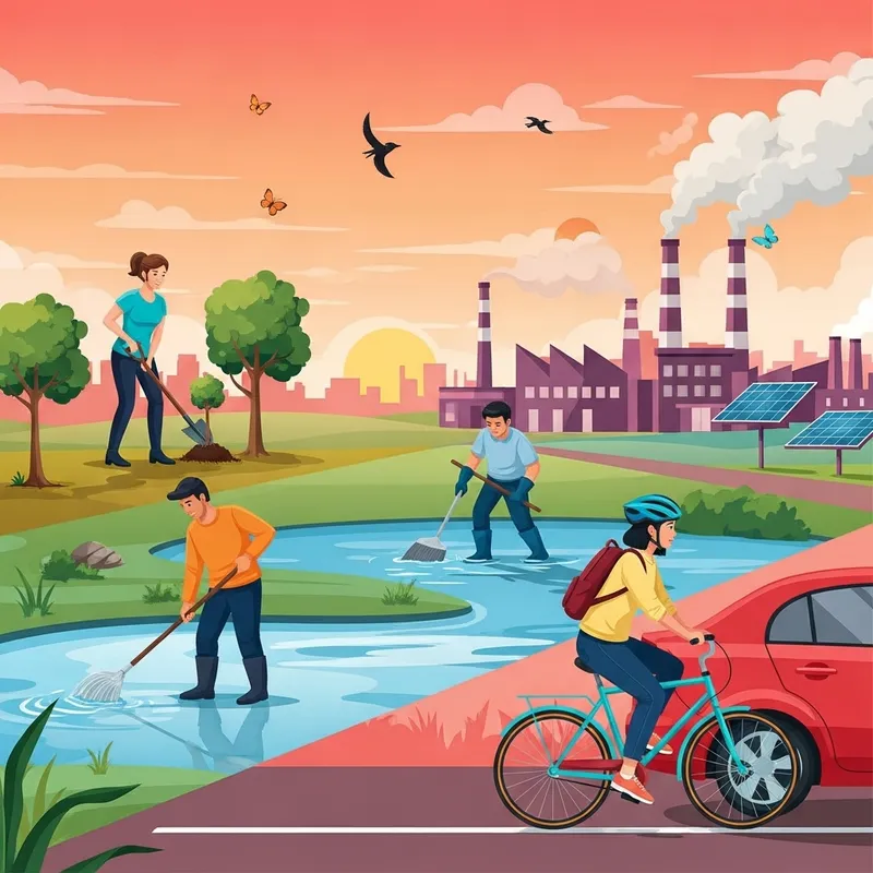 Reduce Pollution, Create a Cleaner World: Planting, Cleaning, Cycling