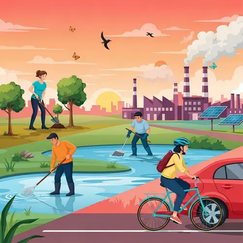 Green Actions for a Cleaner World: Planting, Cleaning, Cycling