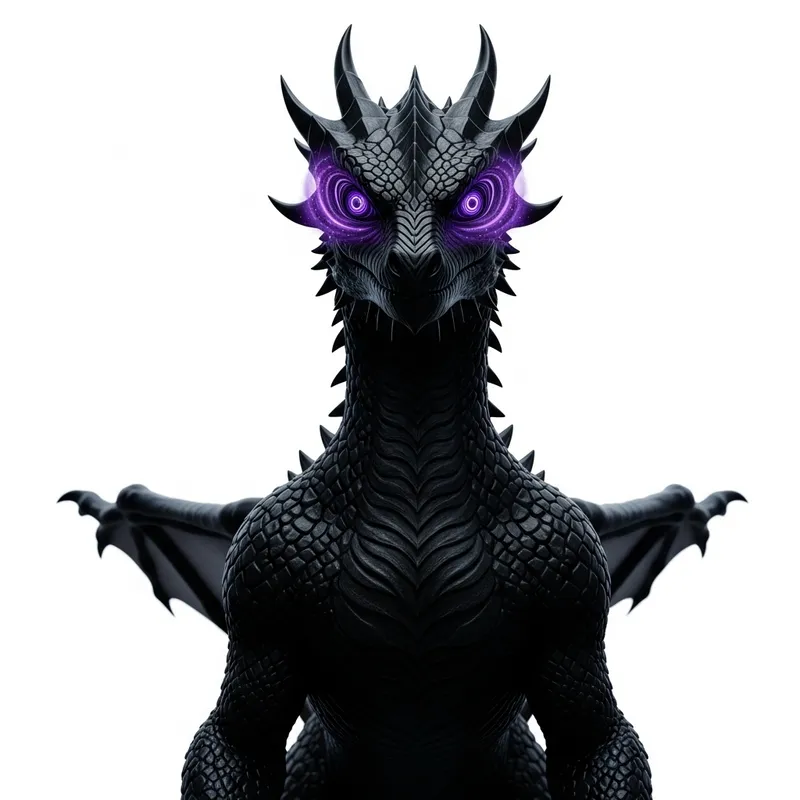 Mystical Violet Dragon on White Background