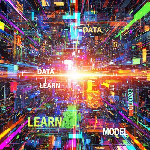 Dynamic AI Training | Fragmented & Vibrant Illustration