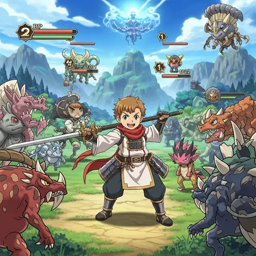 Unique Shiren-like Character Battling Imaginative Monsters