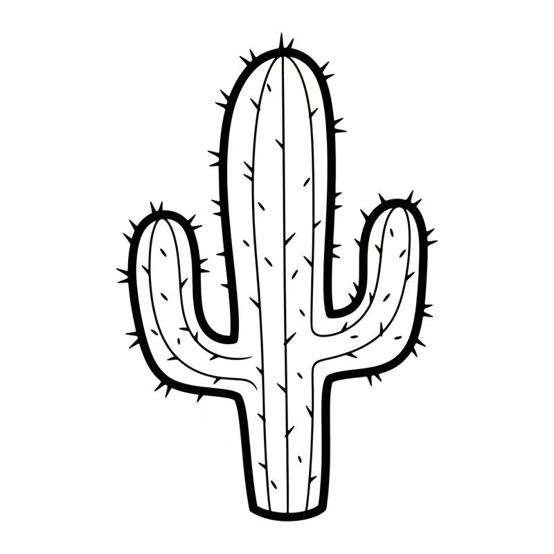 Simple and Uncomplicated Cactus Coloring Page for Toddlers