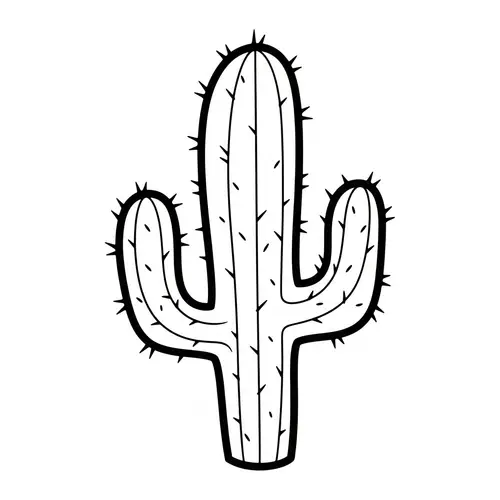 Simple Cactus Coloring Page for 2-Year-Olds