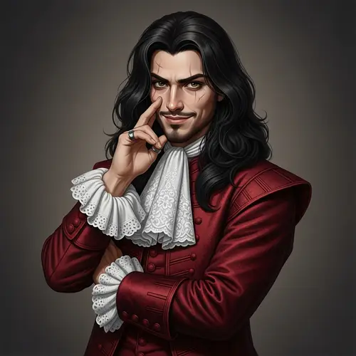 17th Century French Nobleman in Red Velvet Suit