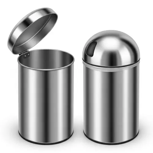 Stainless Steel Trash Cans - Open and Closed Options