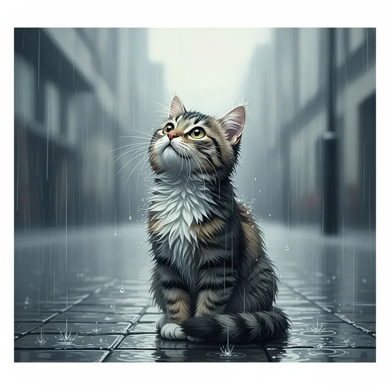Rainy Day Cat | Serene Feline in the Rain