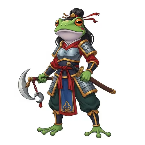 Asian Warrior Female Pepe the Frog | Crescent Pendulum Warrior