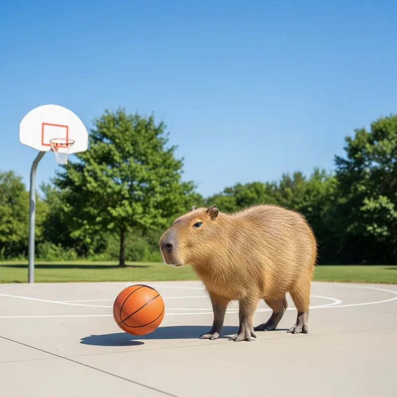Capybara Hoopster Dribbling Ball