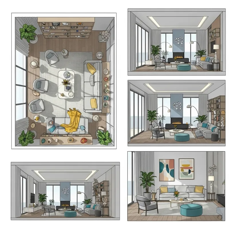 Elegant Modern Living Room Interior with Abundant Natural Light