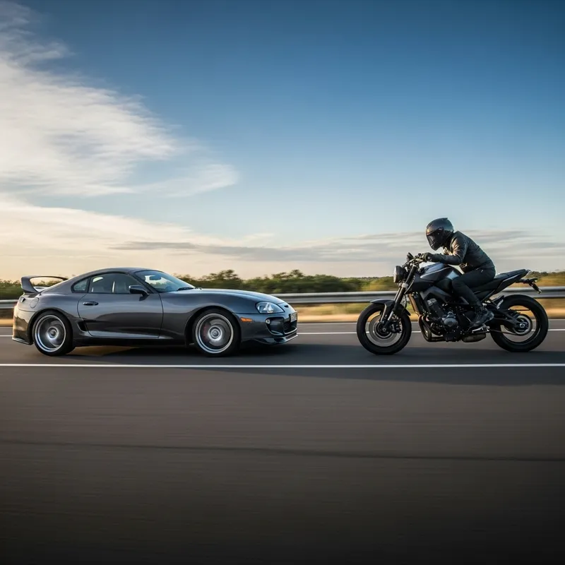 Toyota Supra MK4 A80 vs MT 09 Racing Action