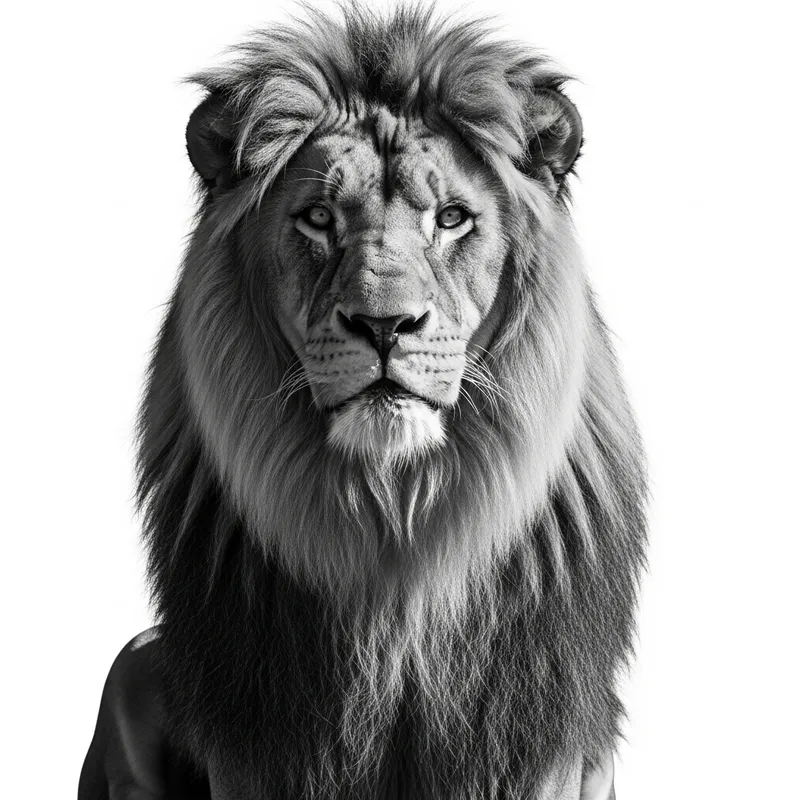 Regal Monochromatic Lion Drawing | Intricate Wildlife Art