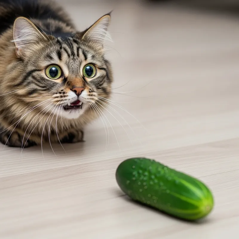 Shocked Cat Reaction to Cucumber - Startling Feline Encounter