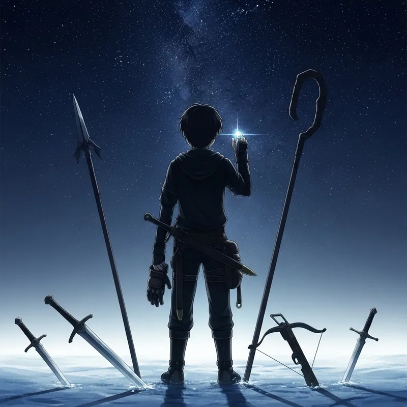 Anime Dark Silhouette Boy in Mystical Snowy Night