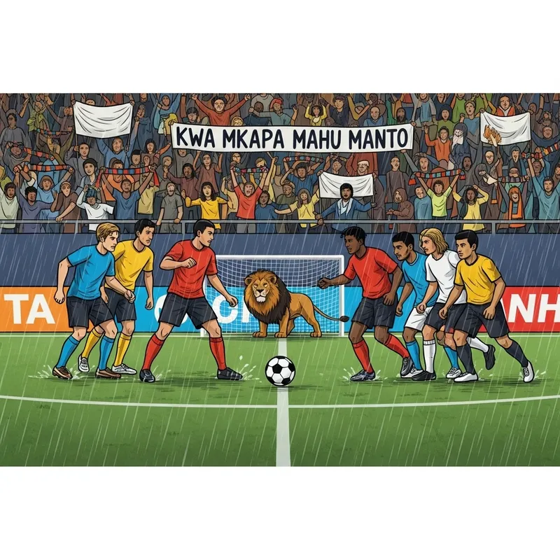 Diverse Football Teams in Downpour | Fans Cheer with Banners