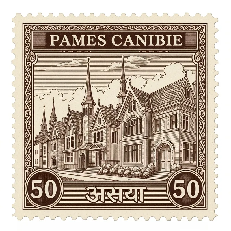 Vintage Traditional Architecture Stamp | Residential Houses Design
