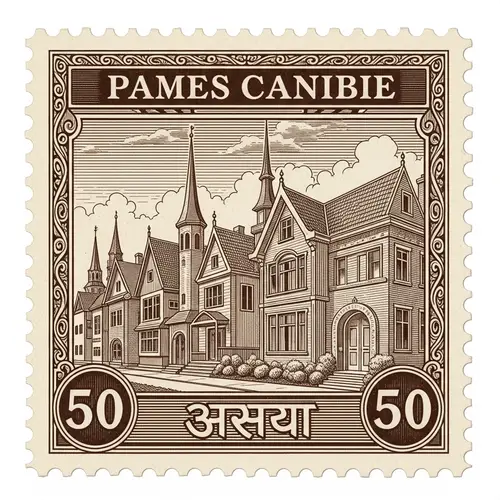 Traditional Architecture Stamp | Country Name Vintage Design