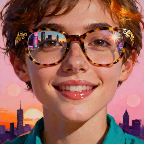 Stylish Headshot with Vibrant Urban Reflection