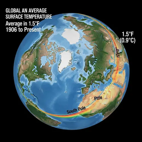 Global Rise in Temperature Visualization | Polar Regions Emphasis