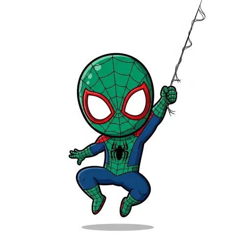 Cute Green Spiderman-like Character Clipart