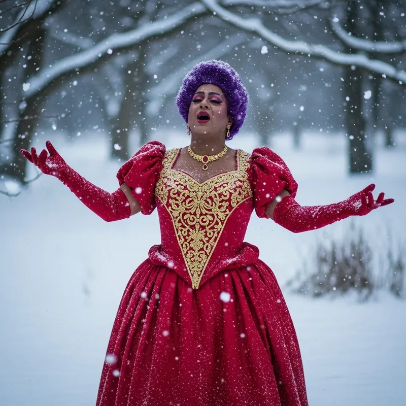 Jinx in the Snow: A Stunning Winter Opera Scene Jinx in the Snow: A Stunning Winter Opera Scene