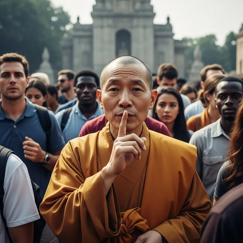 Buddhist Monk Dispelling Chaos with Silence