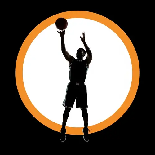 Dynamic African American Basketball Player Silhouette in Mid-Air