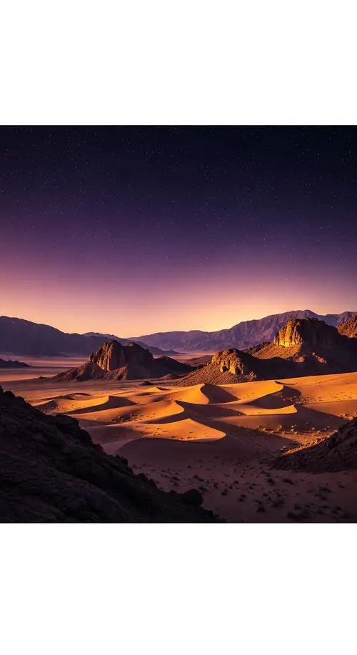 Vibrant Night Scene in Mecca Hills - Majestic Desert Landscape