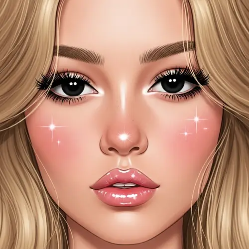 Detailed Portrait of Face with Long Blonde Wavy Hair