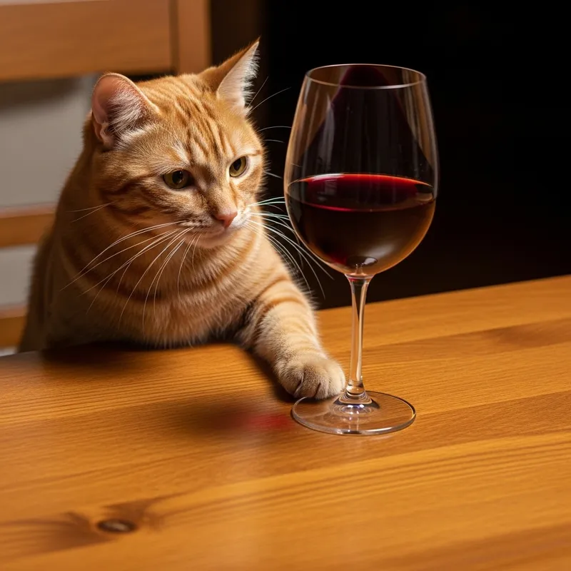 Adorable Cat Sips Wine - Charming and Whimsical Moment Adorable Cat Sips Wine - Charming and Whimsical Moment
