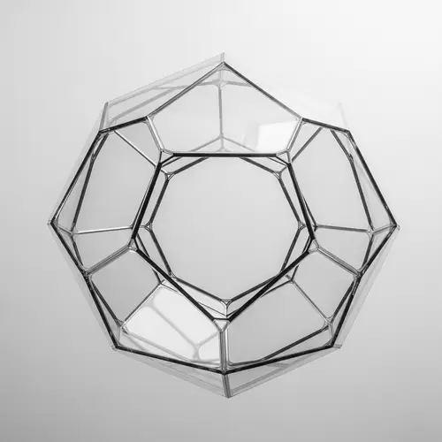 Minimalist Glass Icosahedron Art Installation | Symmetry & Light