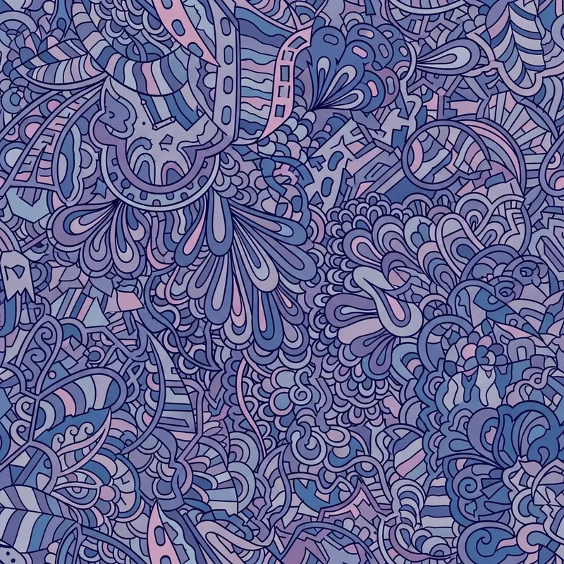 MNZR Geometric Doodle Art in Blues and Purples