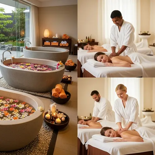 Luxurious Spa Setting: Serene Ambiance with Stone Bath Tubs