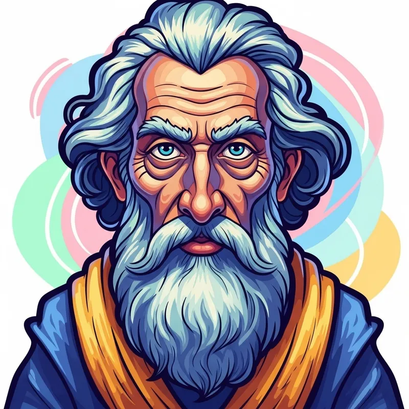 Wise Philosopher Persona in Vibrant Colors | Cartoon Style Wise Philosopher Persona in Vibrant Colors | Cartoon Style