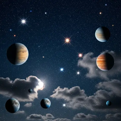 Starry Night Sky: Shining Stars & Colorful Planets