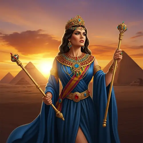 Queen of Egypt - Royal Woman Adorned in Gold and Gems