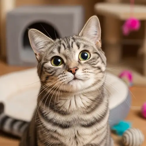 Happy and Playful Grey Striped Cat | Joyful Feline Imagery