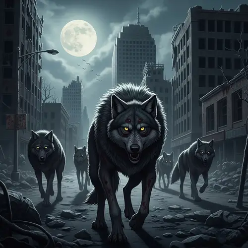 Undead Wolves in Post-Apocalyptic City - Survival Amid Chaos