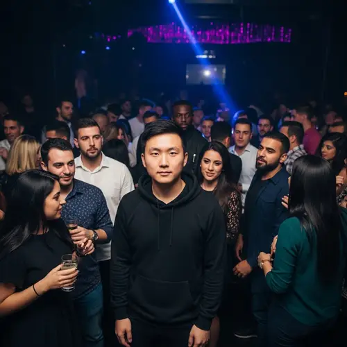 Diverse Crowd in Energetic Club with East Asian Man in Hoodie