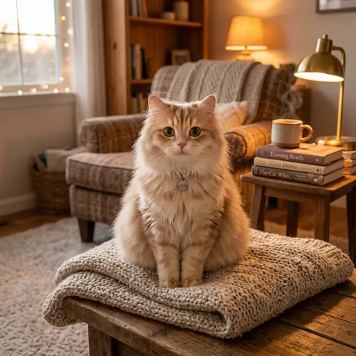 Adorable Fluffy Cat in a Cozy Room