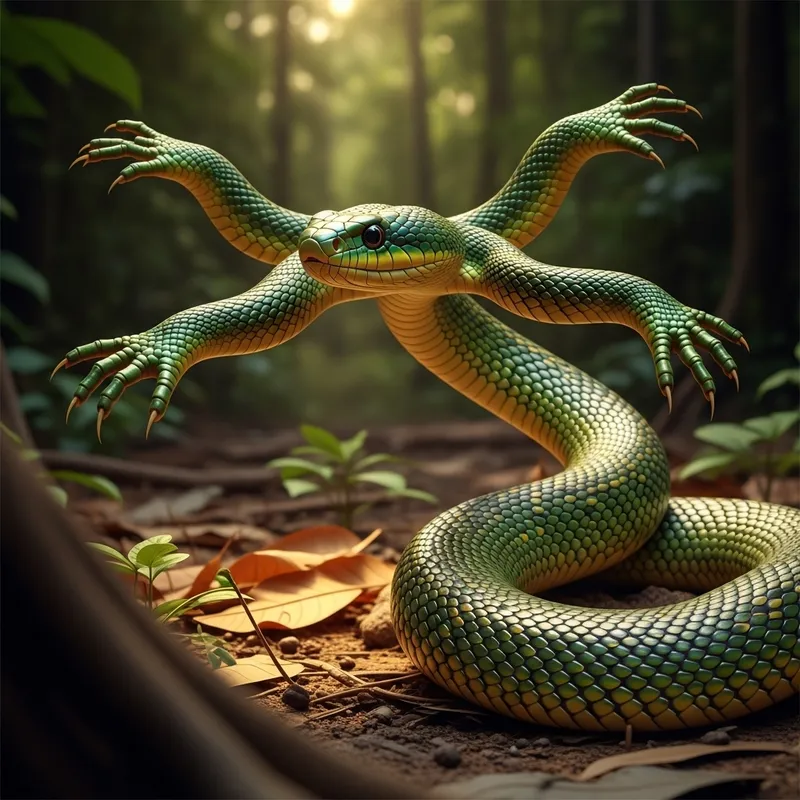 Majestic Snake with Limbs: Beauty in the Tropical Forest