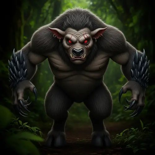 Mythical Beast Encounter in Mysterious Rainforest