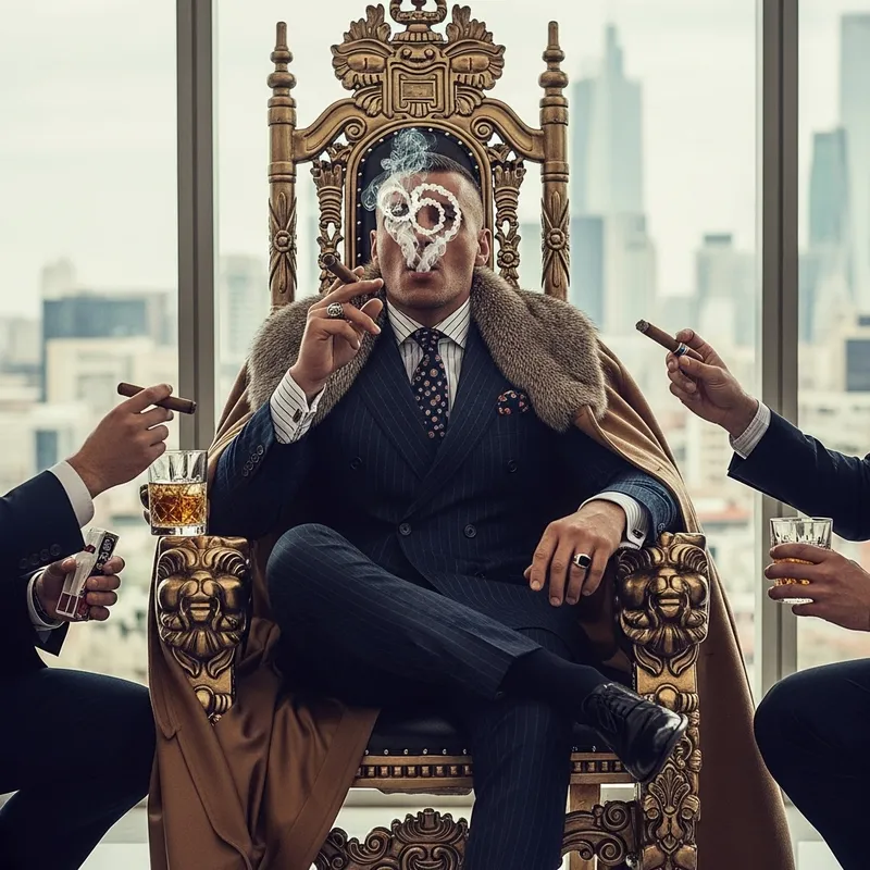 Alpha Male Tycoon in Luxurious Penthouse Throne Room