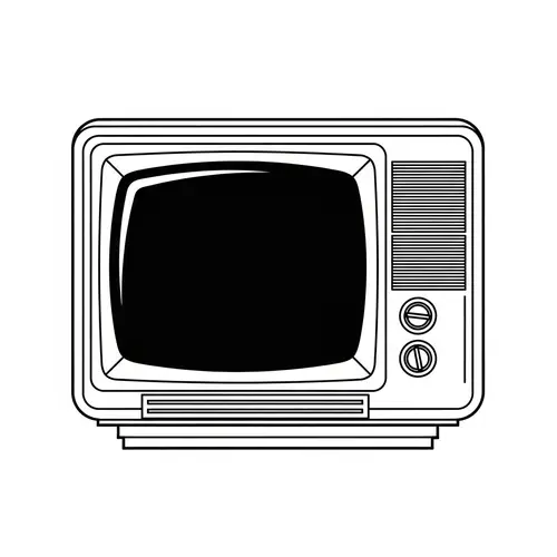 Old Tube Television Illustration in Black and White