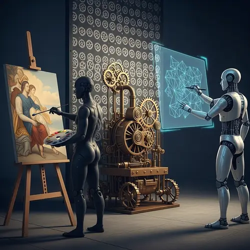 Evolution of AI in Art: Humanoid, Steampunk Automaton, Modern Robot