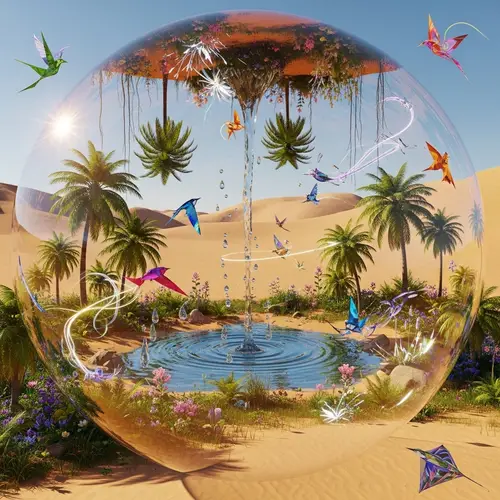 Vibrant Desert Oasis | Abstract Scene