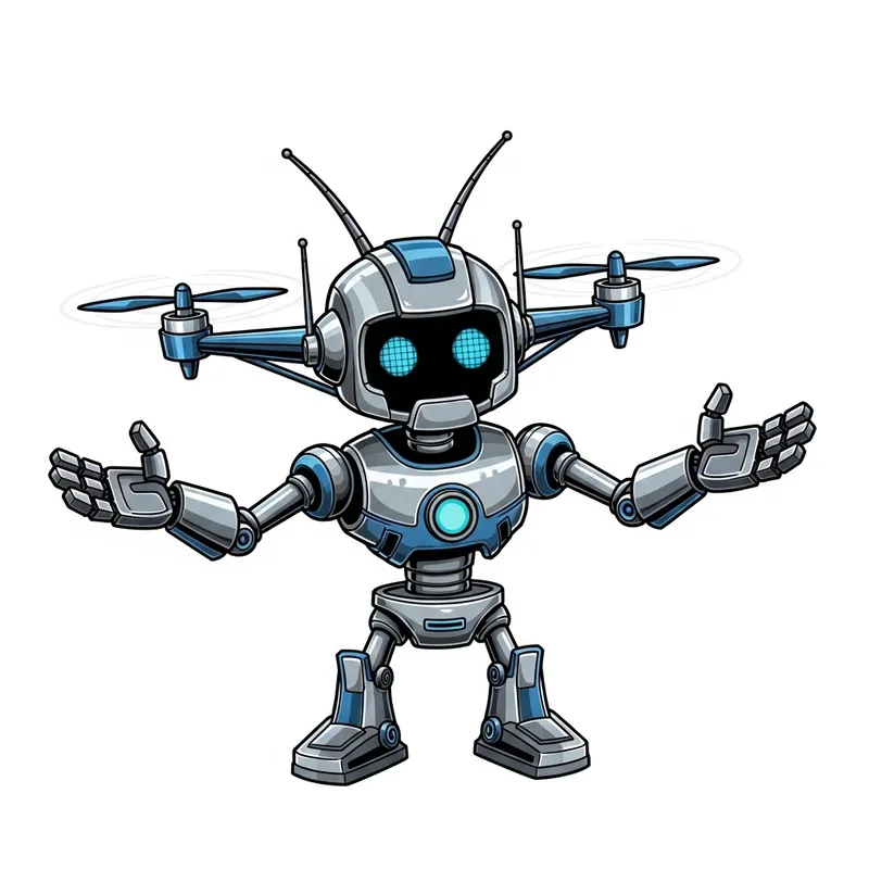 Friendly Robot Mascot for Drones Design Friendly Robot Mascot for Drones Design