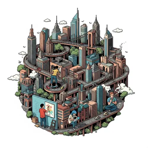 Urban Labyrinth Logo Design | Dreamy, Surreal Cityscape