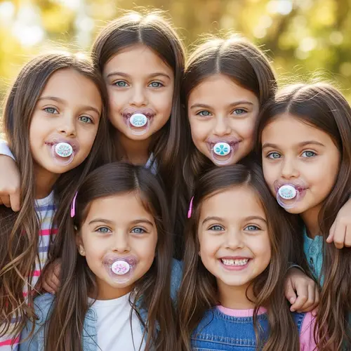 Innocent Joy: American Girls with Pacifiers - Fun Friendship Photo